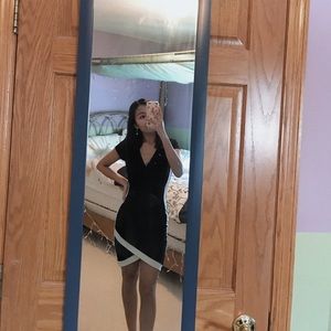 Almost Famous — Black & White Midi Dress